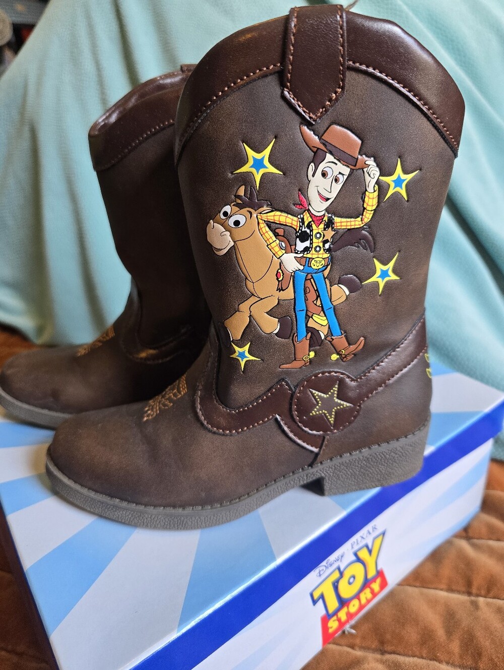 New with Box! Toy Story Woody Brown Kids' Cowboy Boots Size 12